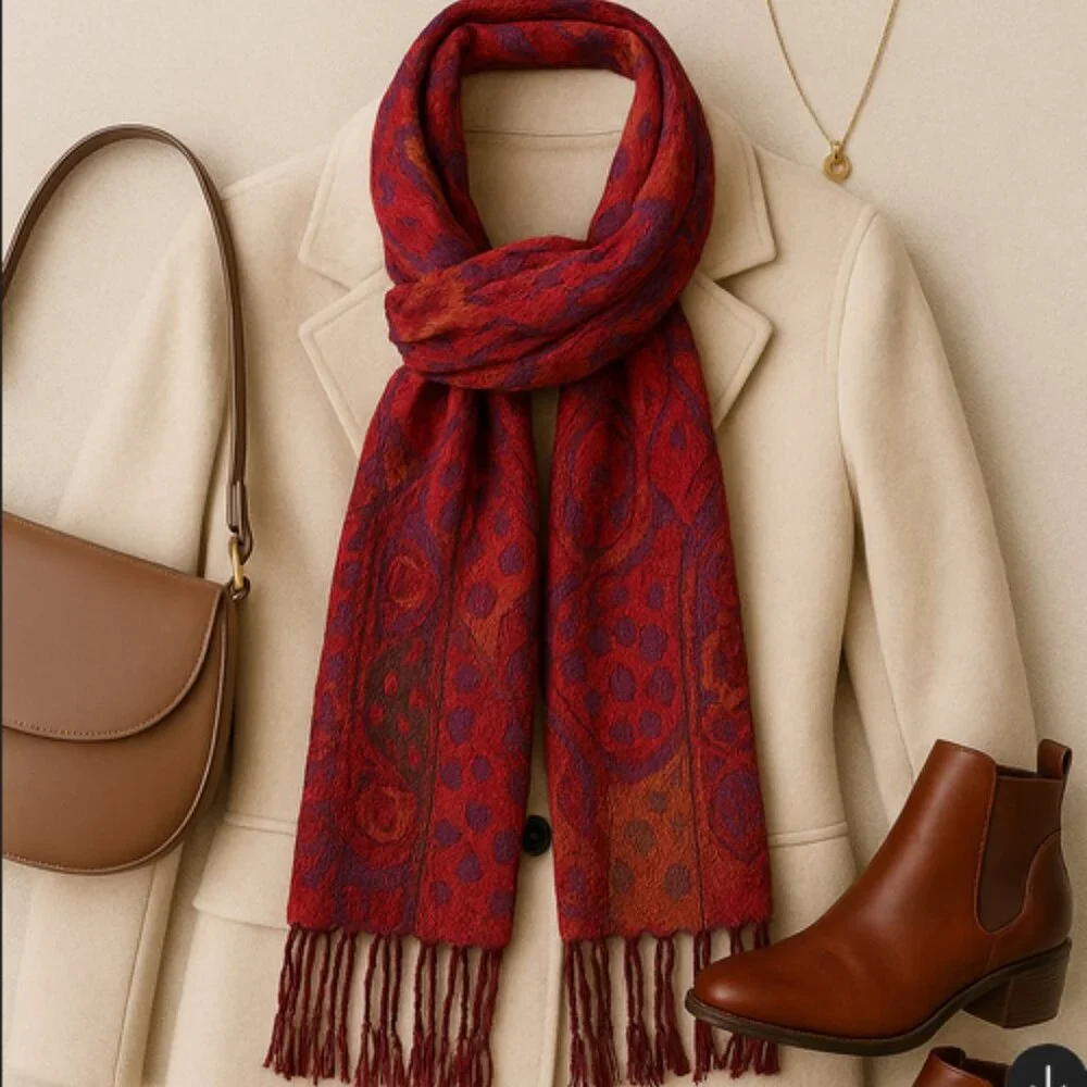 Vibrant Boho Art-to-Wear Shawl / Scarf — 100% Rayon — Made in India